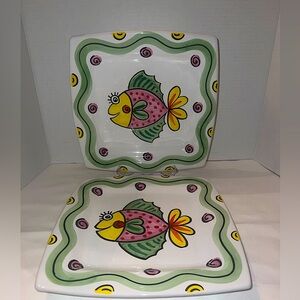 Deruta Hand Painted Dinner/Serving Plate Set of 2 Made in Italy